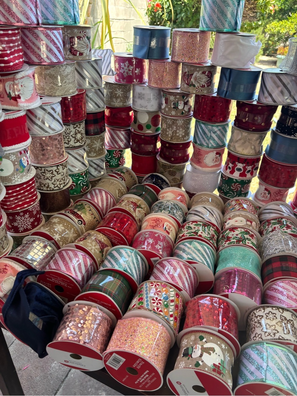 Holiday wired Ribbon Assortment bundle 10 mix from  Michael’s width is 2.5 “